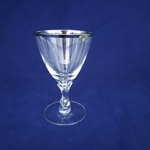 Fostoria Wedding Ring Clear Crystal Juice Glass With Platinum Trim - Picture 1 of 9